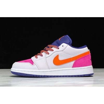 Nike Bayan Air Jordan 1 Low Gs Pembe / Lacivert / Turuncu Basketbol Ayakkabısı Türkiye - KQ0JU145